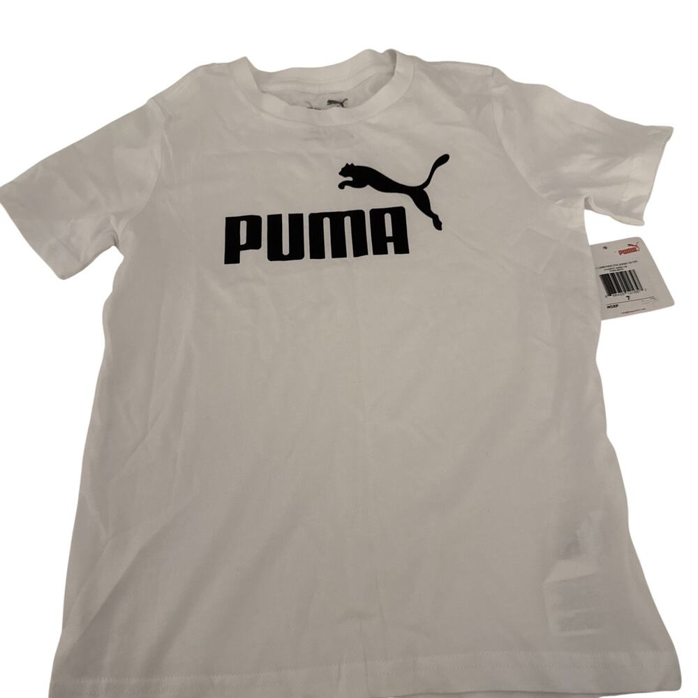 Puma Boys White T Shirt Size 7 - New
